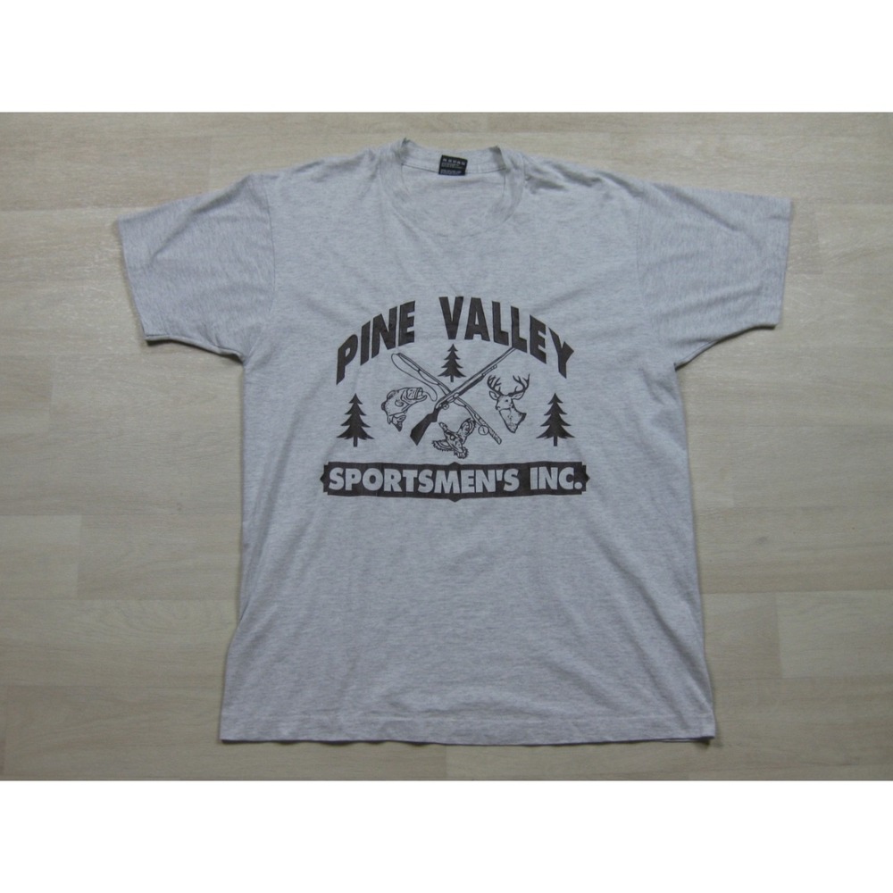 Vintage 90s Pine Valley Sportsmans Inc T Shirt (L) Hunting Fishing Single Stitch